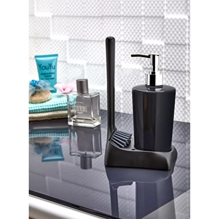 Sıvı Sabunluk ve Süngerlik Seti, Silikon Fırçalı