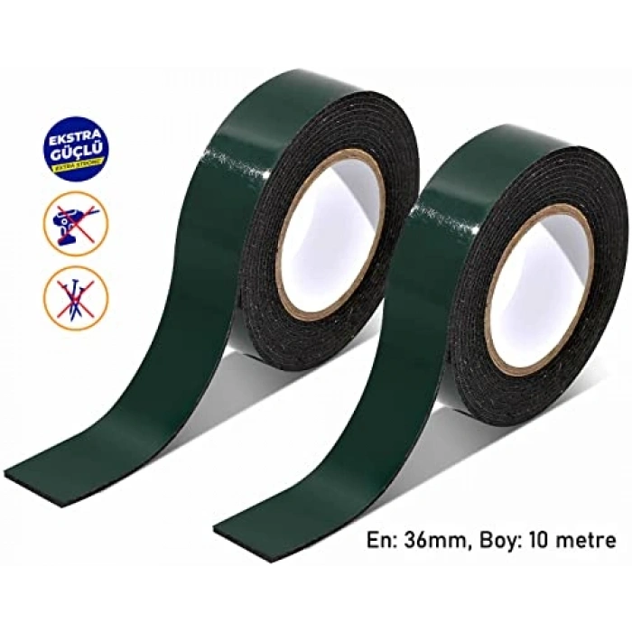 Siyah 36 mm x 10 Metre Çift Taraflı Köpük Bant