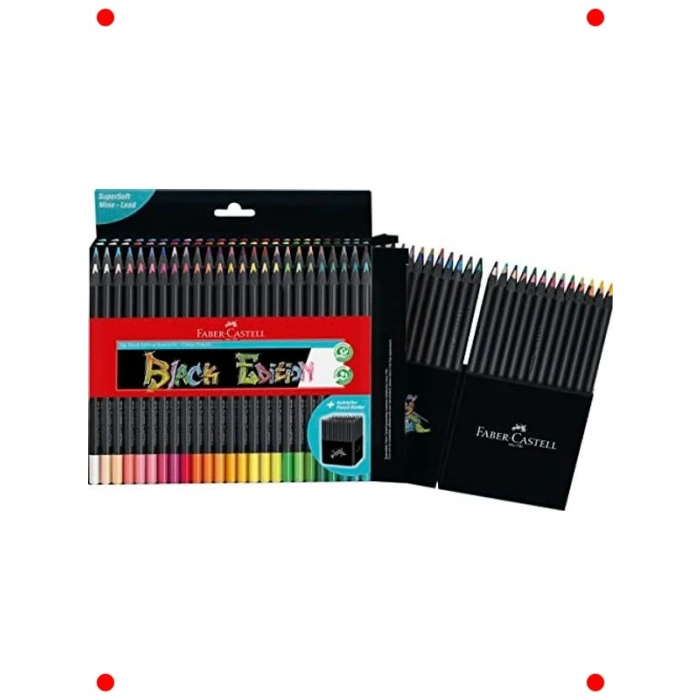 Siyah Ahşap Renkli Kalem Seti 50li - Parlak Renkler