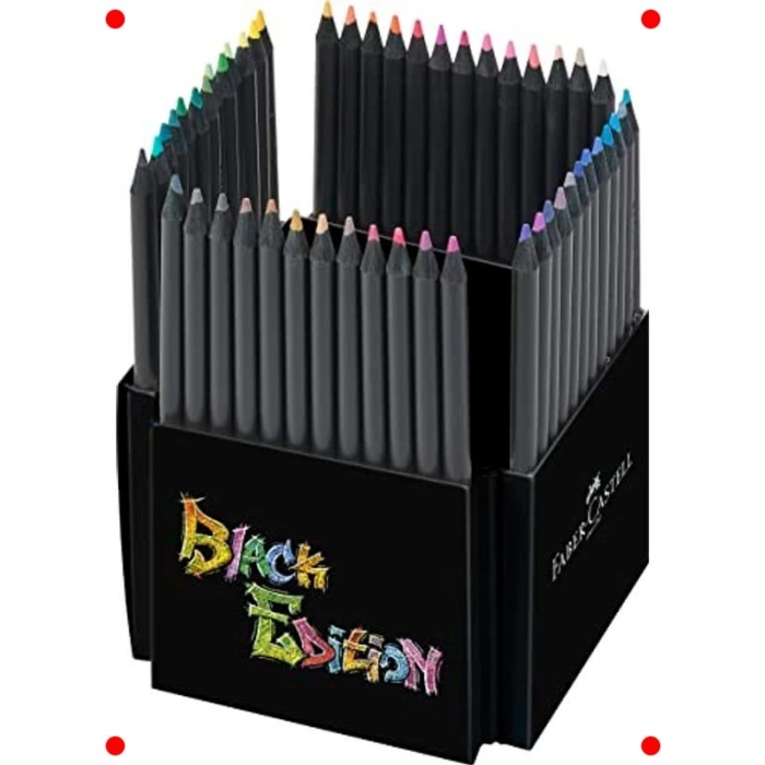 Siyah Ahşap Renkli Kalem Seti 50li - Parlak Renkler