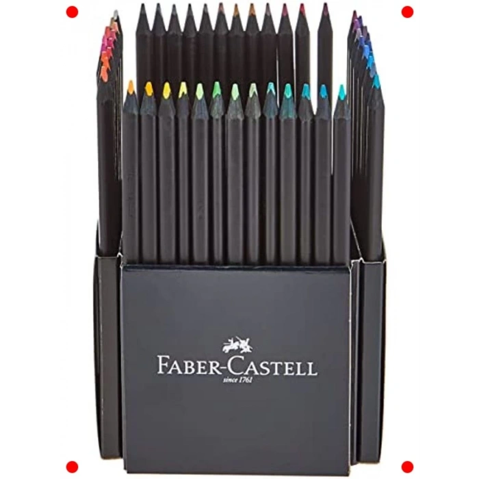 Siyah Ahşap Renkli Kalem Seti 50li - Parlak Renkler