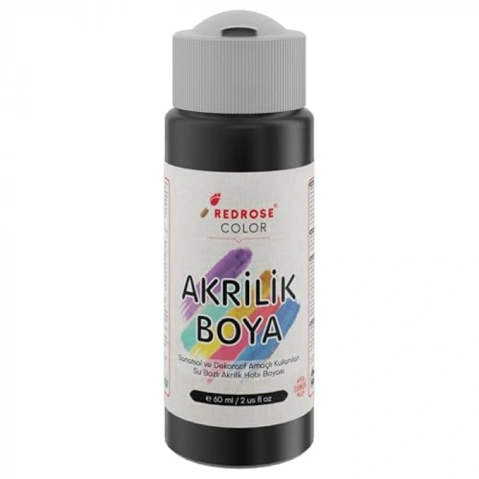 Siyah Akrilik, 60 ml, Yüksek Kalite