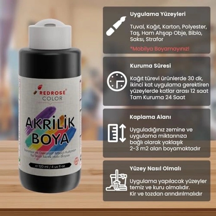 Siyah Akrilik Boya 120ml – Sanatçılar için