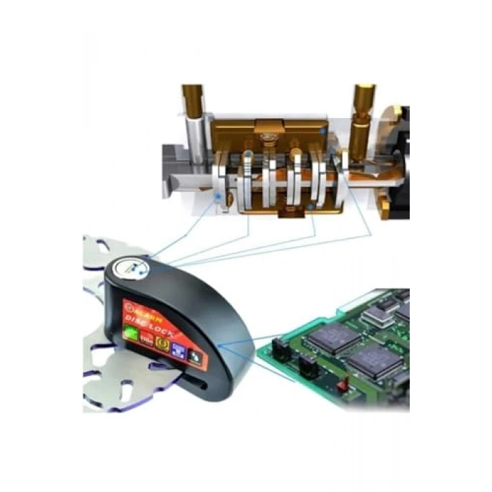 Siyah Alarmlı Disk Kilidi - 110 Db Hatırlatma Kablosu İle