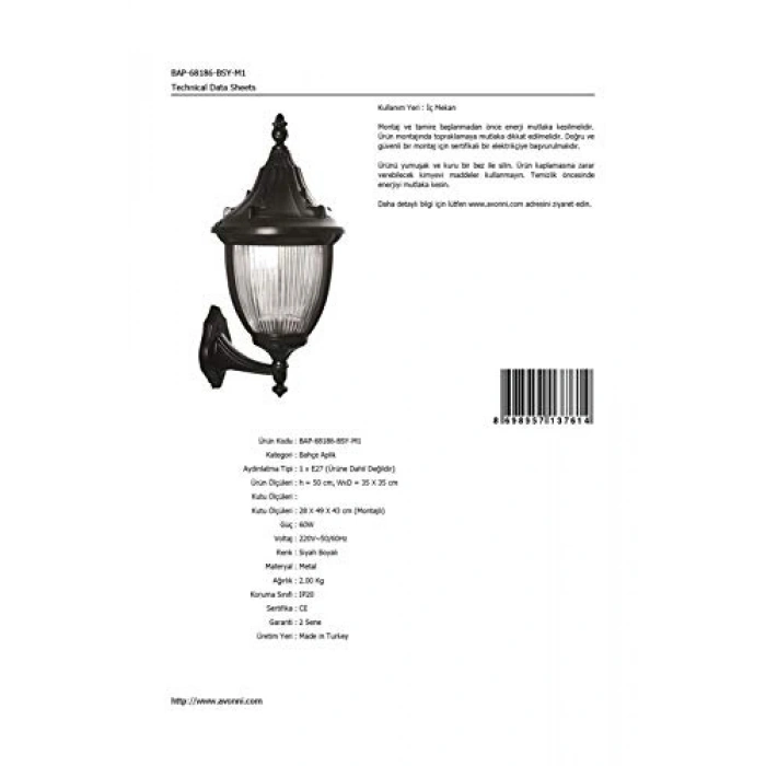 Siyah Bahçe Aplik, 60 W Işık ile Şık Aydınlatma