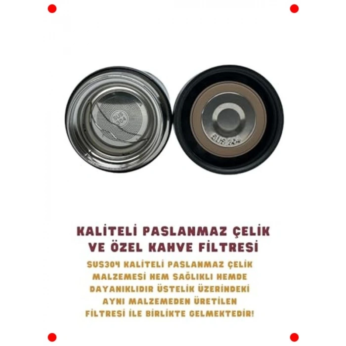 Siyah Çift Katlı Çelik Termos 500 ml