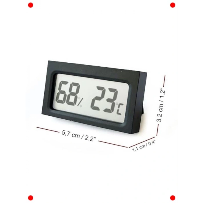 Siyah Dijital Termometre ve Nem Seviyesi Ölçer