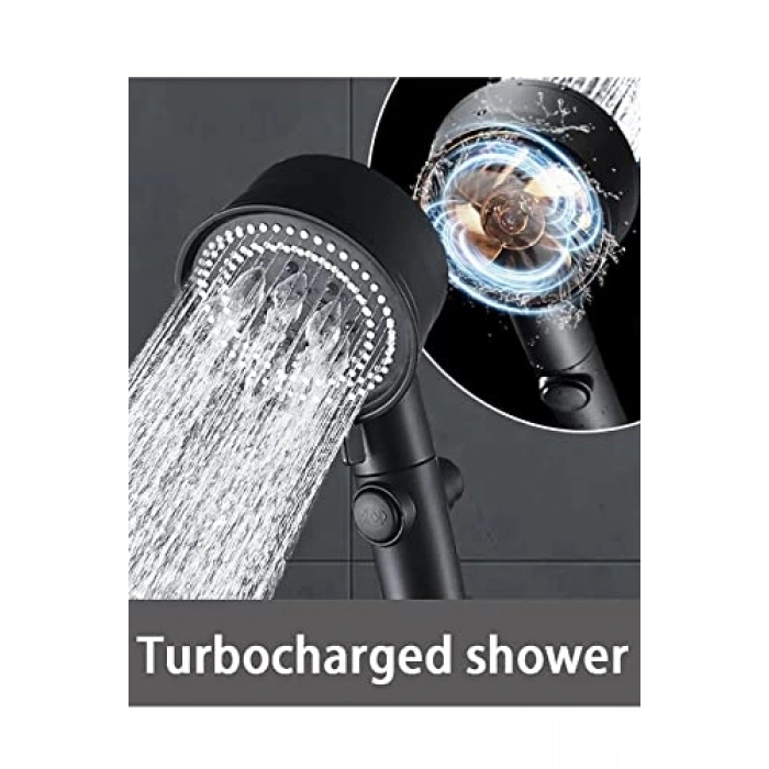 Siyah  Fan Su Tasarruflu Yüksek Basınçlı Duş Başlığı