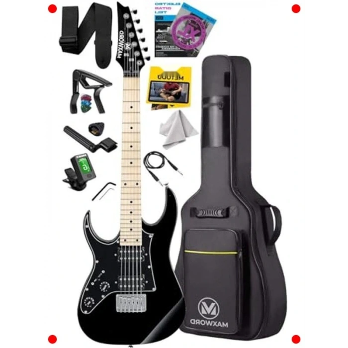 Siyah HH Manyetikli Yüksek Kaliteli Elektro Gitar Seti