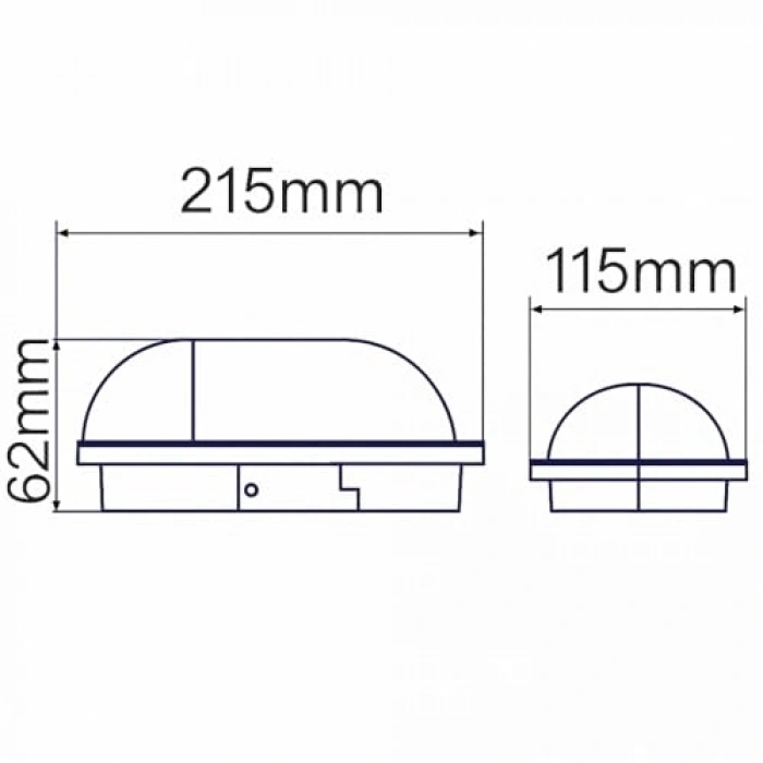 Siyah IP65 Oval LED Tavan Lambası, 1500 Lümen Beyaz Işık