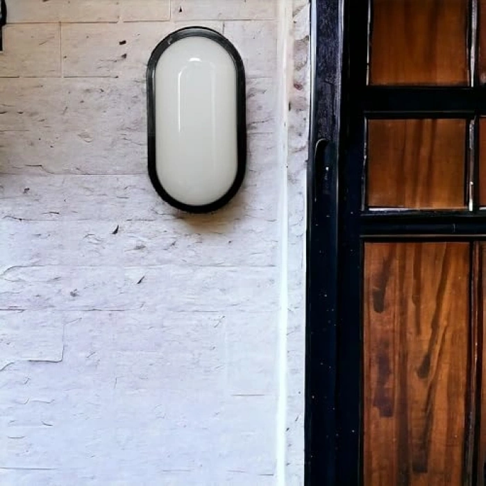 Siyah IP65 Oval LED Tavan Lambası, 1500 Lümen Beyaz Işık