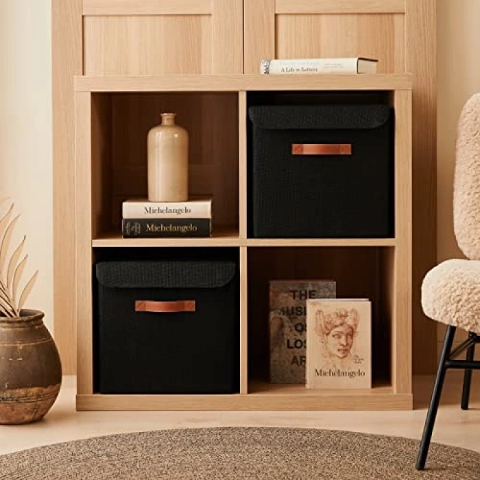 Siyah Jüt Kapaklı Kutu, 30 x 30 x 30 cm, Ocean Home Textile