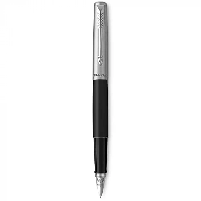 Siyah Krom Dolma Kalem, Orta Kalınlıkta Uç, Mavi Mürekkep