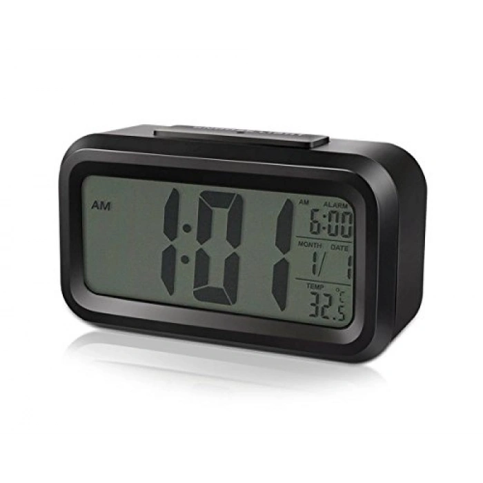 Siyah Optik Masaüstü Saat Takvim ve Termometre