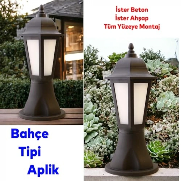 Siyah Plastik  E27 Duylu Bahçe Aplik Lamba, Duvar Üstü Aydınlatma