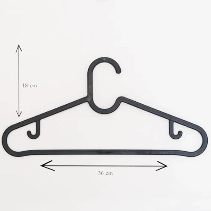 Siyah Slim Elbise Askısı, 10 Adet Set