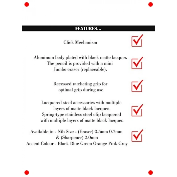 Siyah Versatil Kalem 0.5 mm Döner Mekanizmalı