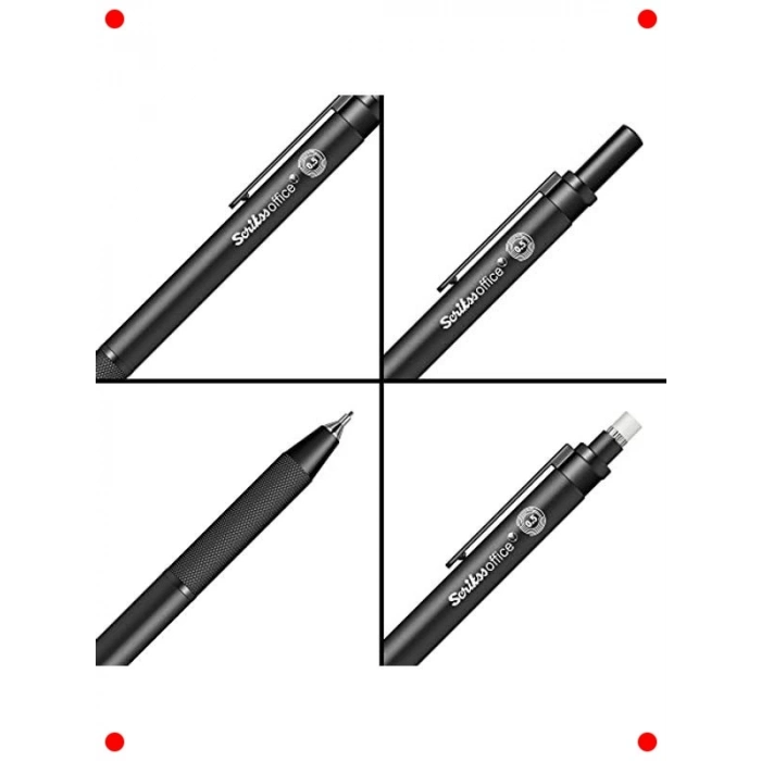 Siyah Versatil Kalem 0.5 mm Döner Mekanizmalı