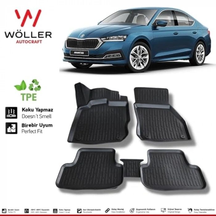 Skoda Octavia 2021 Sonrası 3D Havuzlu Paspas