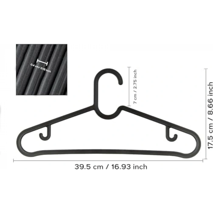 Slim Plastik Elbise Askısı, 20 Adet Set, Dolap İçi Kullanım