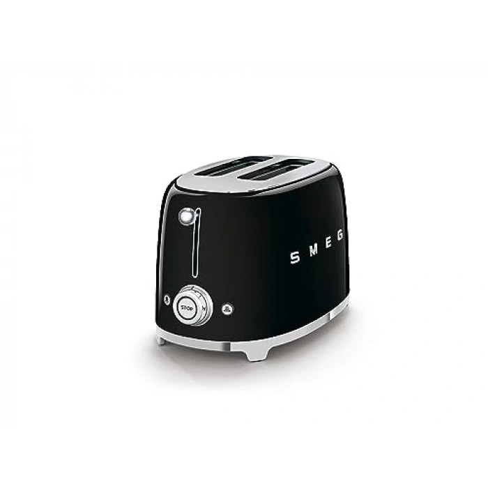 Smeg TSF01BLEU ekmek kızartma makinesi 2 diskler, siyah