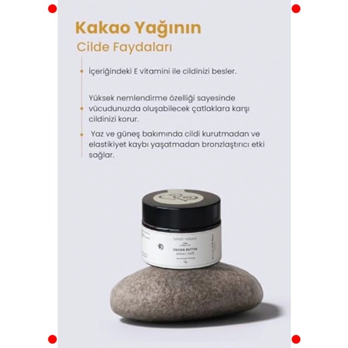 Soğuk Sıkım %100 Doğal Saf Kakao Yağı 50 ml
