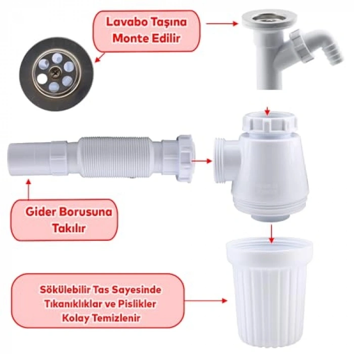 Sökülebilir Taslı Kırılabilir Sifon, Mutfak ve Banyo için