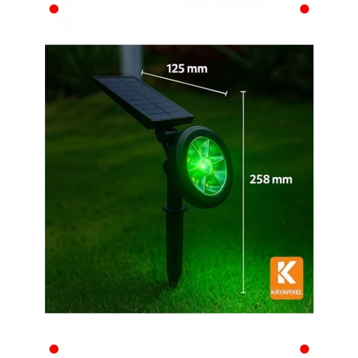 Solar Bahçe Aydınlatma Lambası 9 LED Yeşil Işık