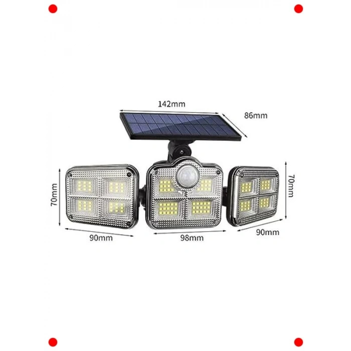 Solar Bahçe/Sokak Lambası - 122 LED Sensörlü