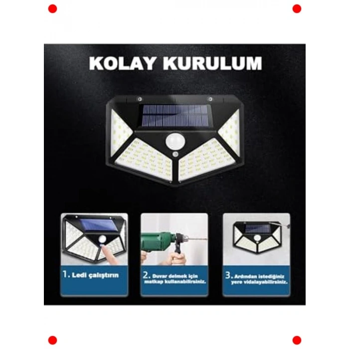 Solar LED Bahçe Lambası | 100 LED Harekete Duyarlı