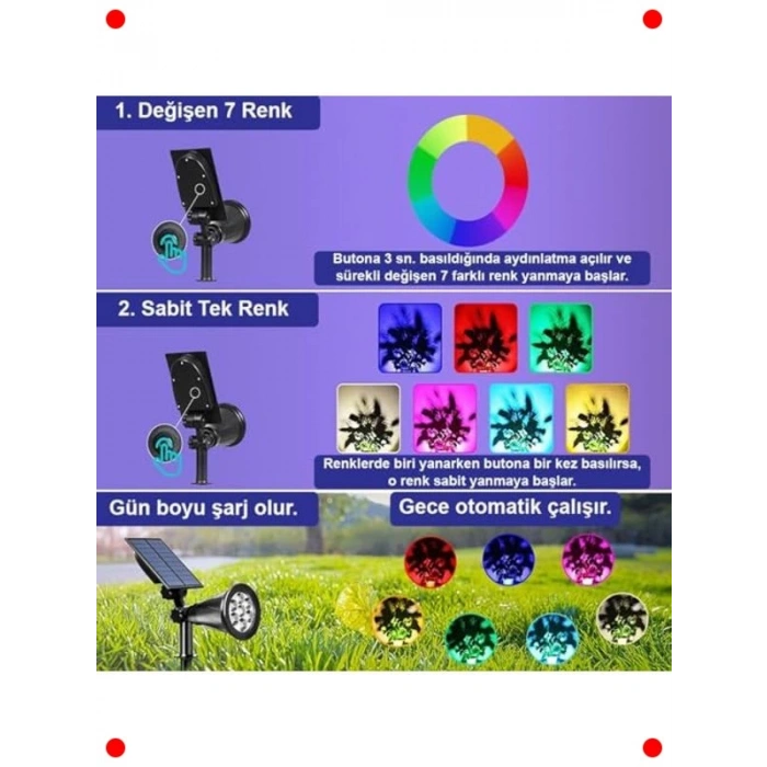 Solar Renk Değiştiren Bahçe Aydınlatması