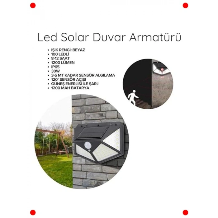Solar Sensörlü Dış Ortam Aydınlatması (2 Adet)
