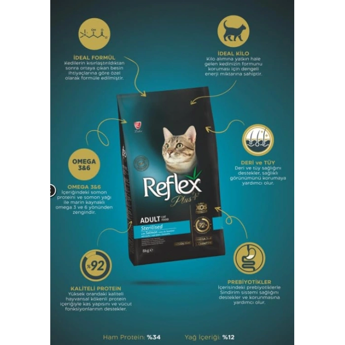 Somonlu Yetişkin Kedi Maması, 34/12, 8 kg