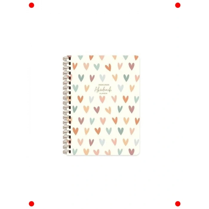 Spiralli Akademik Ajanda - Kalp Desenli