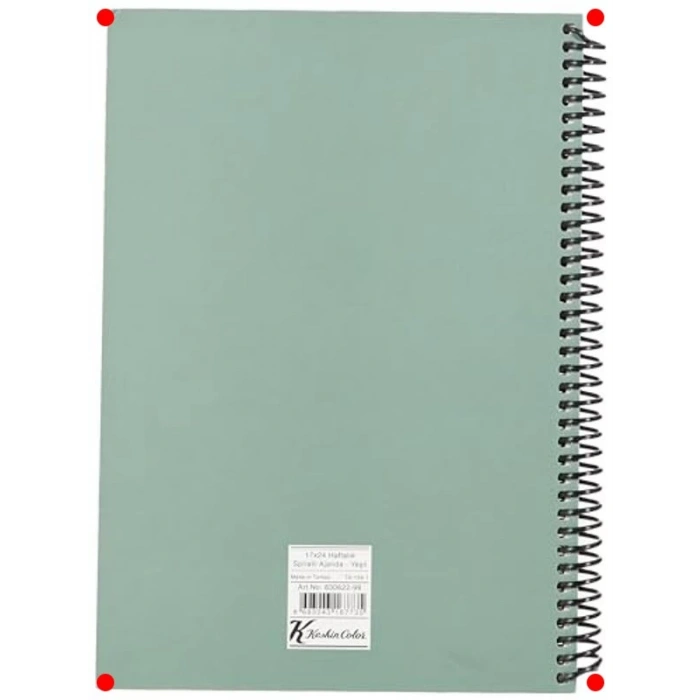 Spiralli Haftalık Planlayıcı Ajanda - 17x24 cm (Yeşil)