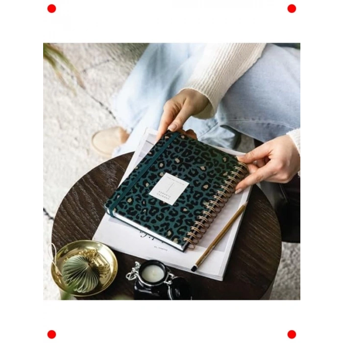 Spiralli Süresiz Planlayıcı Ajanda - Yeşil Leopar