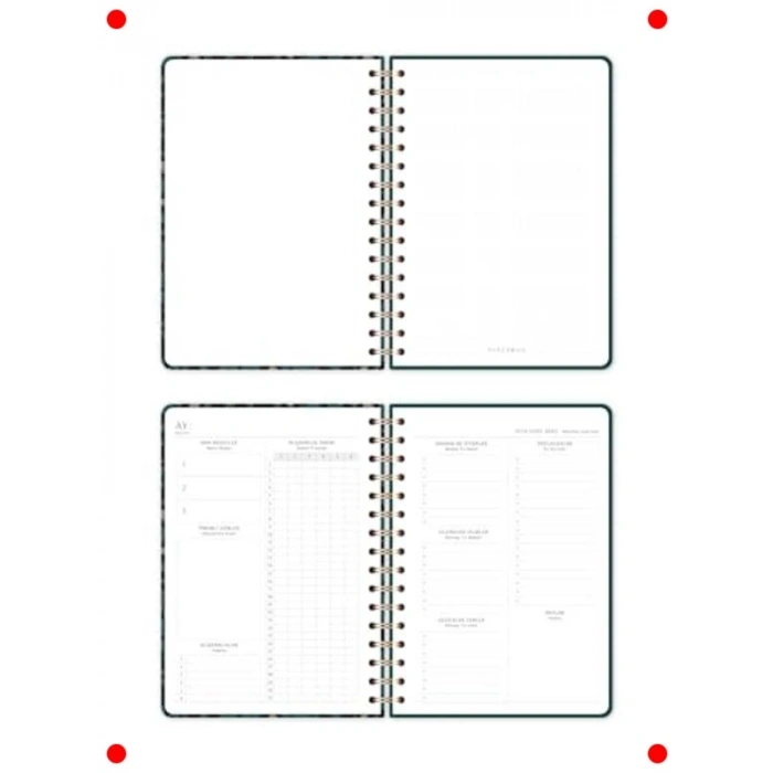 Spiralli Süresiz Planlayıcı Ajanda - Yeşil Leopar