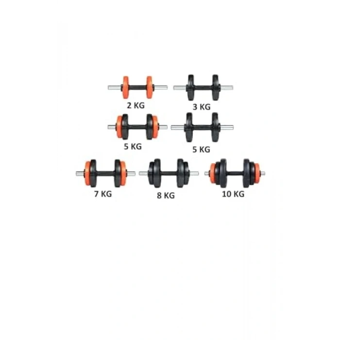 spor 21  (2x10,5) Multifonksiyonel Grip Plate Dambıl Seti Turuncu -Siyah