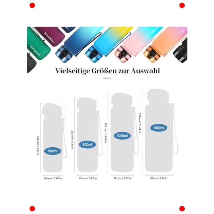 Spor Su Şişesi 500ml/800ml/1L | Sızdırmaz, BPA Free