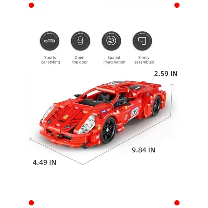 STEM Kırmızı Süper Araba Yapım Seti - 437 Parça
