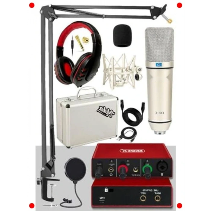 Stüdyo Ekipman Paketi - Ses Kartı, Mikrofon, Kulaklık, Stand