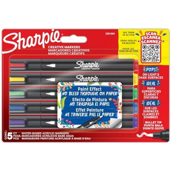 Su Bazlı Akrilik Marker Kalem Seti, 5 Adet