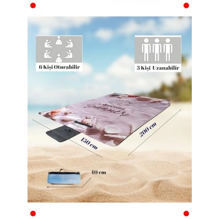 Su Geçirmez Kum Tutmaz Çok Amaçlı Plaj & Piknik Örtüsü