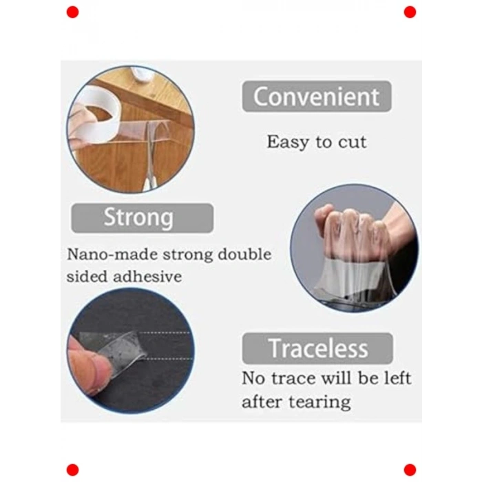 Su Geçirmez Şeffaf Çift Taraflı Nano Bant 2 Metre