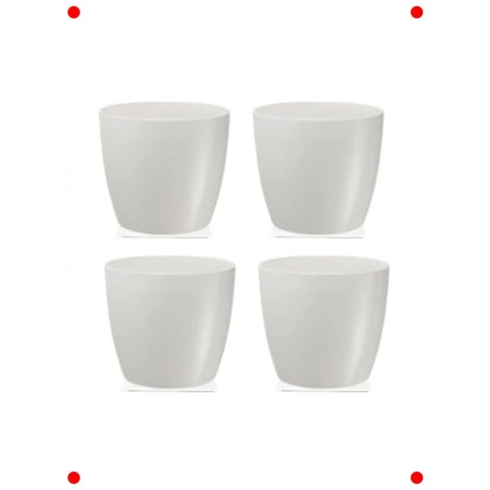 Su Hazneli İç Mekan Saksı Seti – 3lü Parlak Beyaz