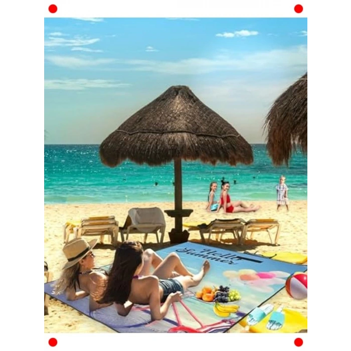 Su/Kum Geçirmez Çok Amaçlı Plaj & Piknik Örtüsü Çantalı