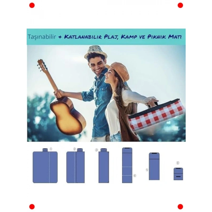 Su/Kum Geçirmez Çok Amaçlı Plaj & Piknik Örtüsü Çantalı