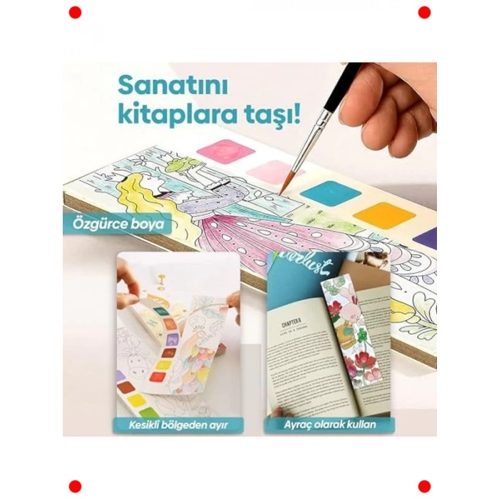 Sulu Boya Boyama Kitabı ve Fırça Seti - 12 Sayfa