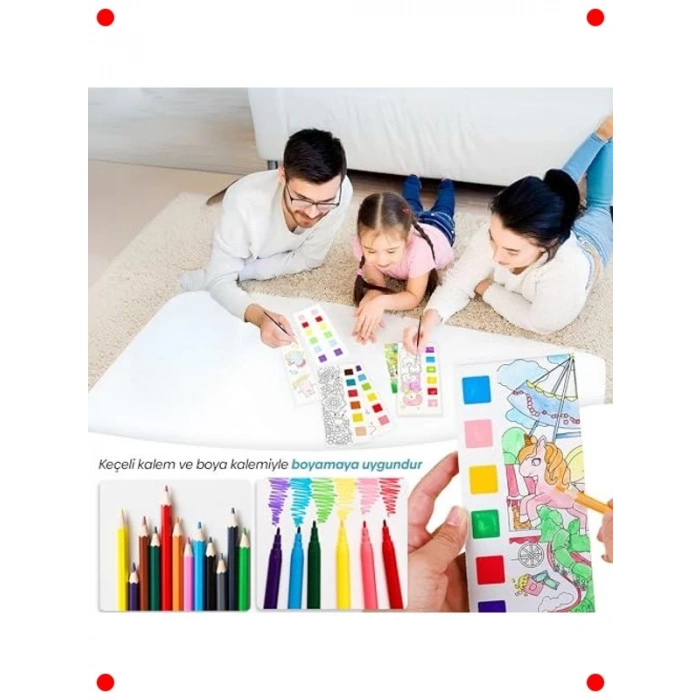 Sulu Boya Boyama Kitabı ve Fırça Seti - 12 Sayfa