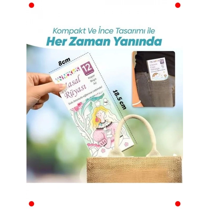 Sulu Boya Boyama Kitabı ve Fırça Seti - 12 Sayfa